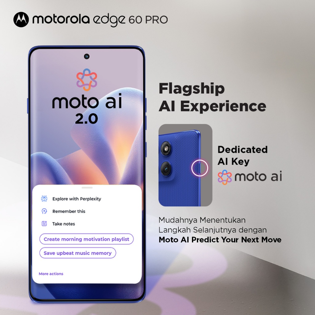 Motorola Edge 60 Pro 5G 12/256GB - 19 Moto AI - MTK Dimensity 8350 Extreme - 6.7" pOLED HDR10+ - Pantone Curated Color - 50MP Main Camera Lytia 700C - 50MP Selfie - 6000mAh - NFC - Dolby Atmos Stereo - Bonus Charger 90W & Hard Case - Gambar 3