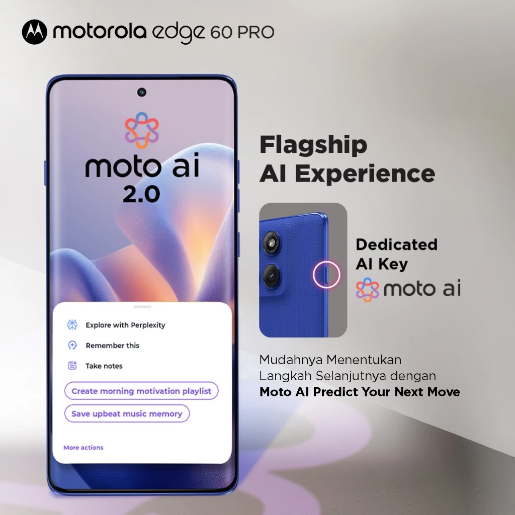 Motorola Edge 60 Pro 5G 12/256GB - 19 Moto AI - MTK Dimensity 8350 Extreme - 6.7" pOLED HDR10+ - Pantone Curated Color - 50MP Main Camera Lytia 700C - 50MP Selfie - 6000mAh - NFC - Dolby Atmos Stereo - Bonus Charger 90W & Hard Case - Gambar 3