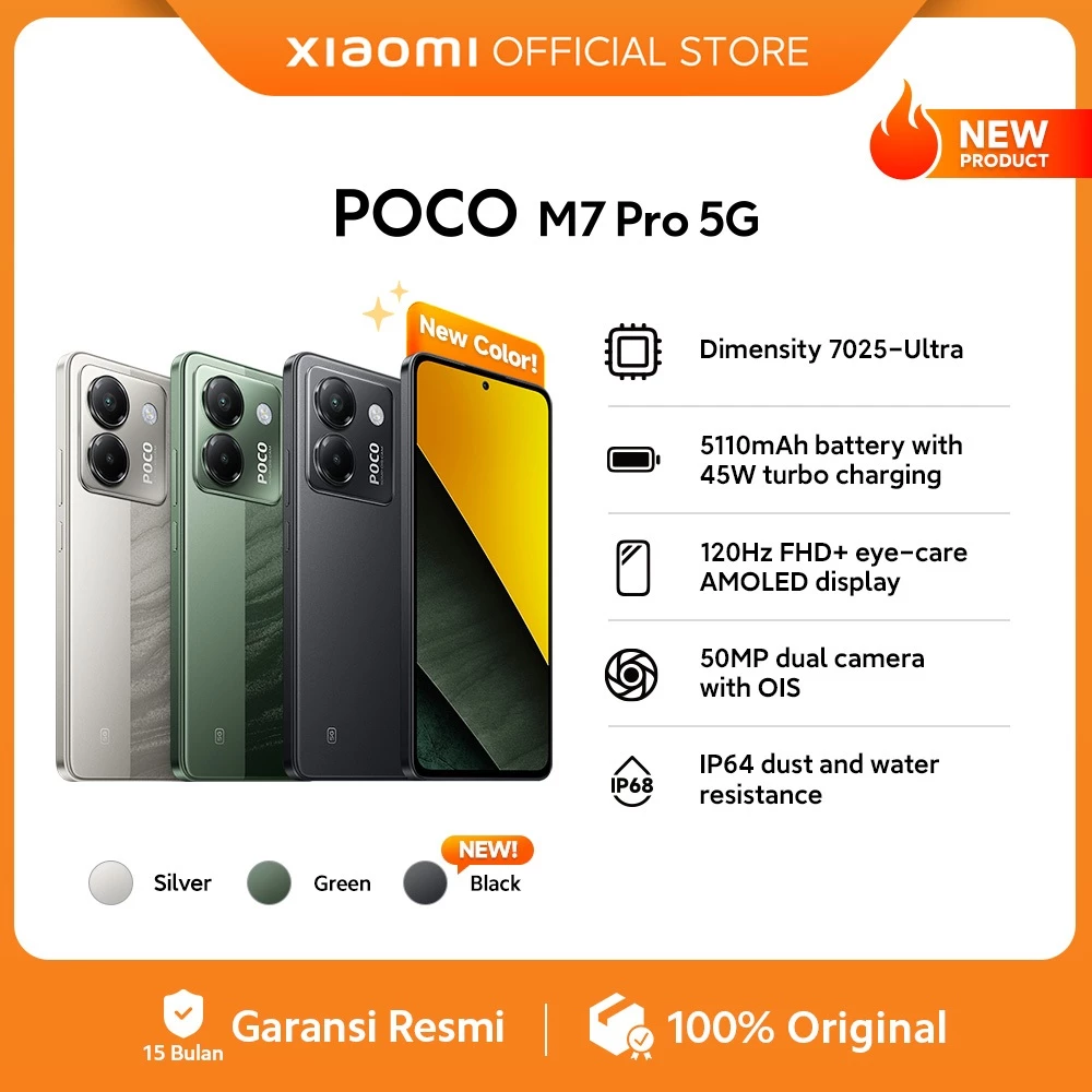 POCO M7 Pro 5G (8/256GB) / Dimensity 7025-Ultra / 5110mAh battery / 120Hz FHD+ eye-care AMOLED display / 50MP dual camera with OIS [Official Store]
