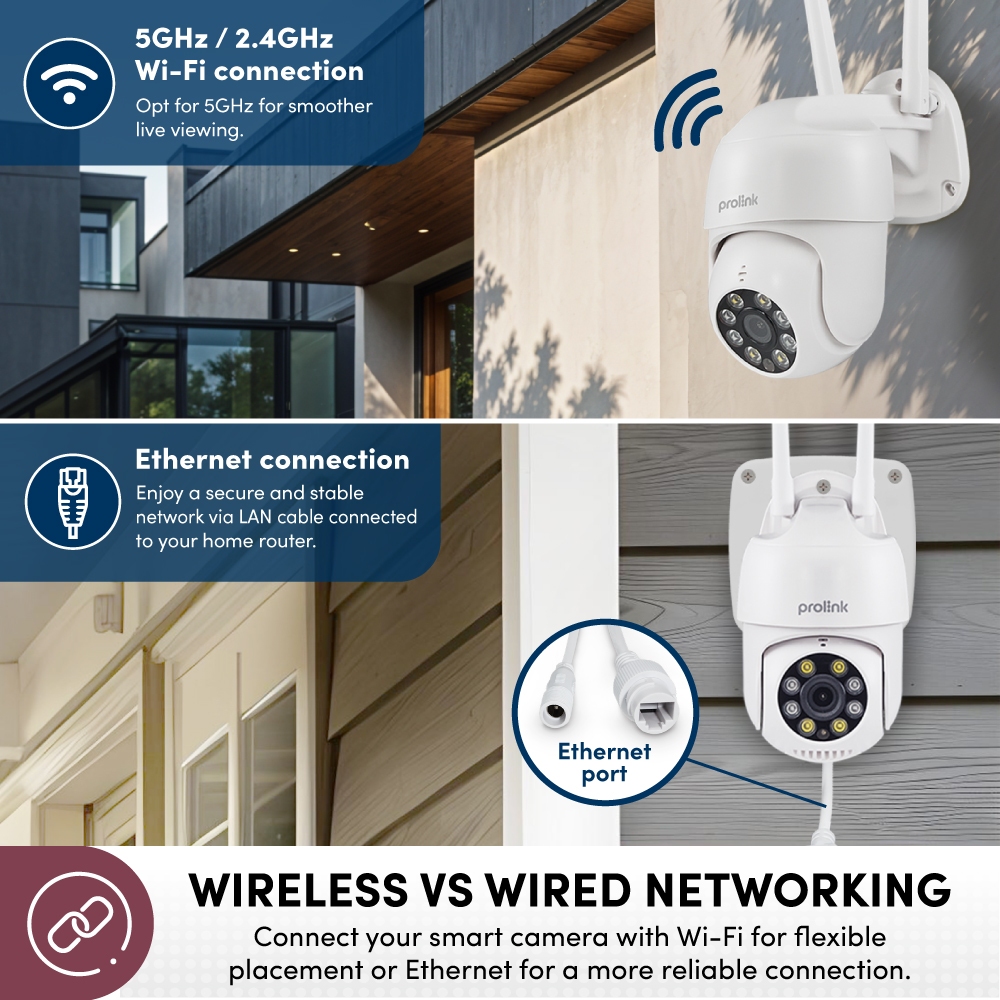 Bundle 3 pcs Prolink 4MP Smart IP Cam CCTV Wifi Dual Band Outdoor QHD 360° View Resolusi 2,5K Kamera IP65 Tahan Debu dan Air 2 Way Audio Motion and sound detection Support ONVIF - Gambar 3