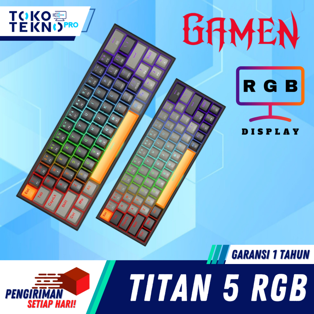 Gamen Titan V RGB / 5 RGB Wired Gaming Keyboard 60% Mechanical Garansi Resmi