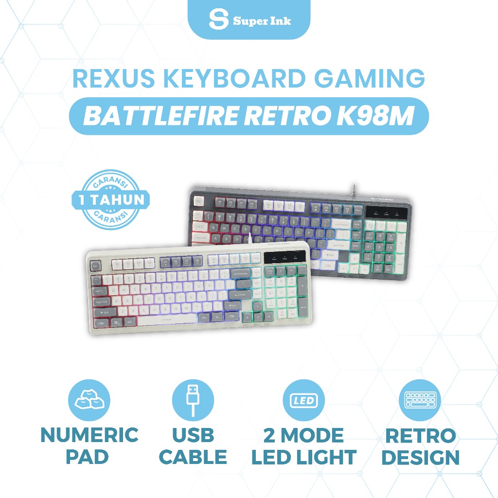 Rexus KY Gaming K98M Full Size Retro Classic RGB LED Gaming – Tactical ...