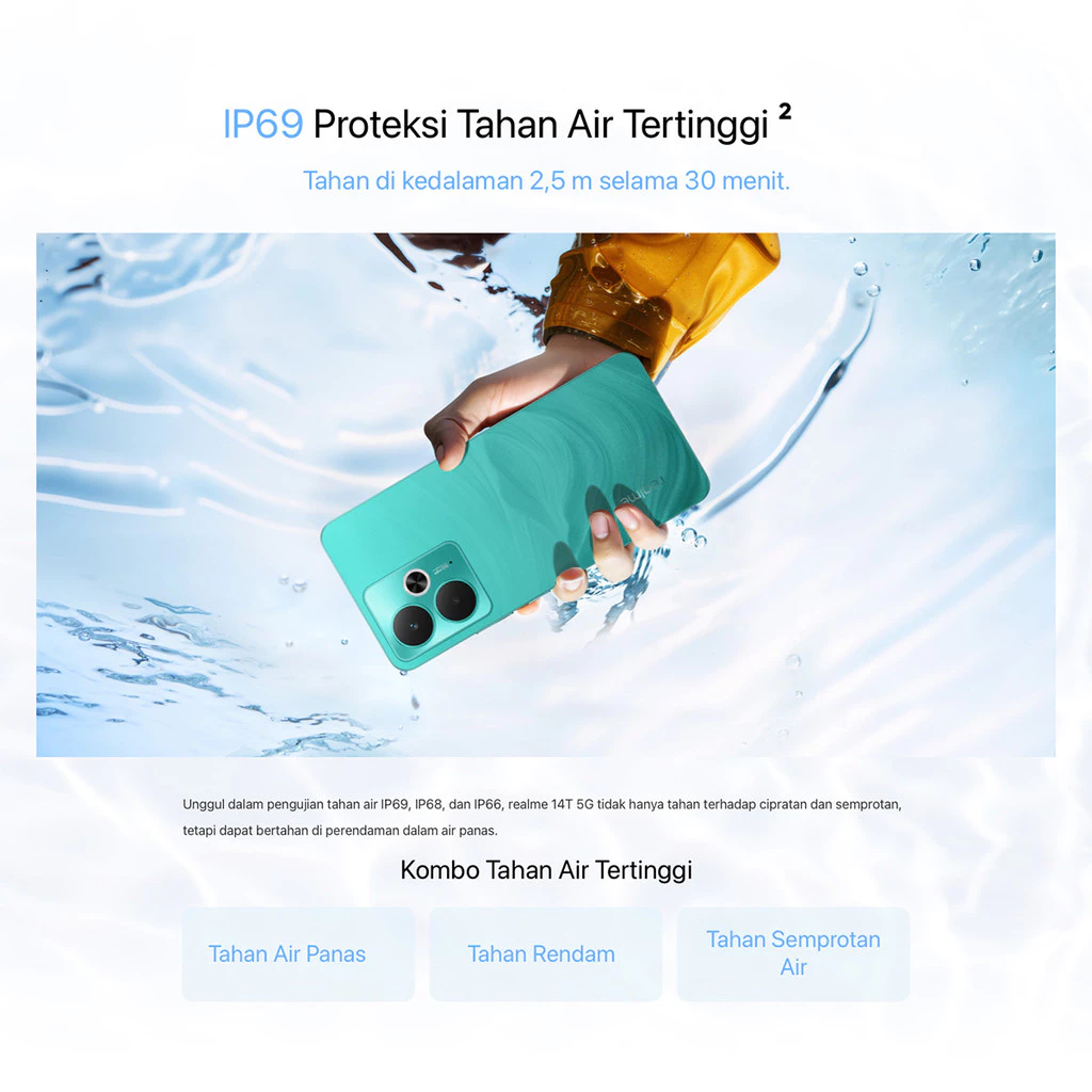 realme 14T 5G 8GB+10GB|256GB (Dimensity 6300 5G Chipset | 6000mAh Titan Battery | 45W Fast Charge | IP69 Best Waterproof) - Gambar 2