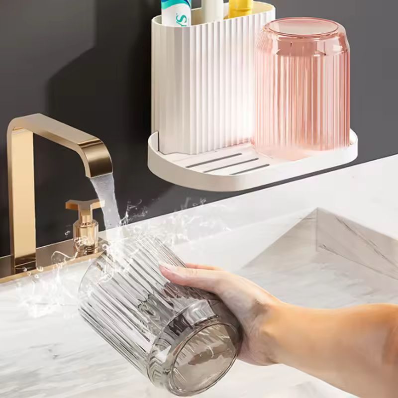 Dreamyhouse Rak Sikat Gigi Tempat Pasta Gigi Tempel Wadah Odol Sikat Free Gelas Kumur - Gambar 2