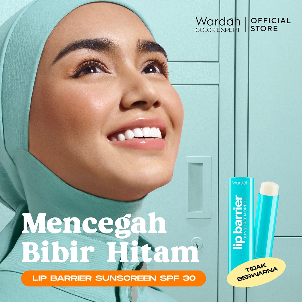 WARDAH Lip Balm Lip Barrier Sunscreen SPF 30 PA+++ - Pelembab Bibir 24 Jam - Lip Balm, Lip Therapy, Lip Care, Hydrating - Petrolatum Murni 100% - Memperbaiki, Meregenerasi Sel Kulit Bibir, Menghidrasi, Mengatasi Bibir Pecah - Makeup