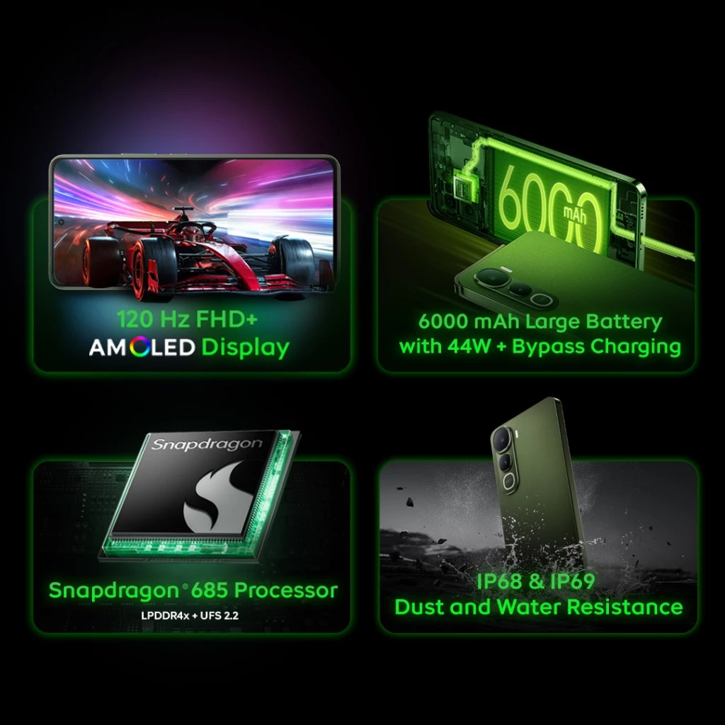 vivo iQOO Z10 Lite [BISA INSTAN PENGIRIMAN], 120Hz FLAT AMOLED, 6000mAh 44W Bypass Charging, Snapdragon 685, IP68+69, 50MP Sony IMX + NFC - Gambar 3