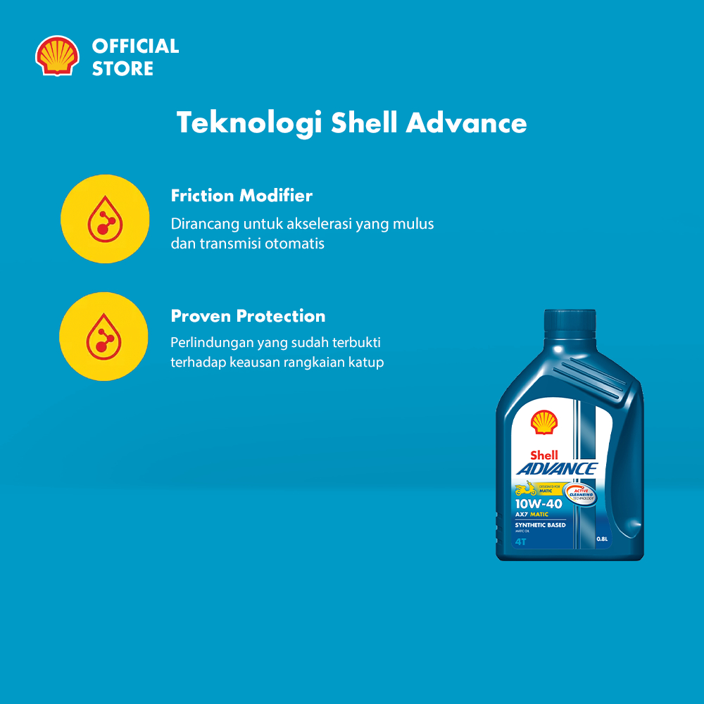 Oli Motor Matic Shell Advance AX7 10W-40 (0.8L) – Synthetic Pelumas Mesin Motor Matic Harian Lebih Bersih & Tahan Lama - Gambar 4
