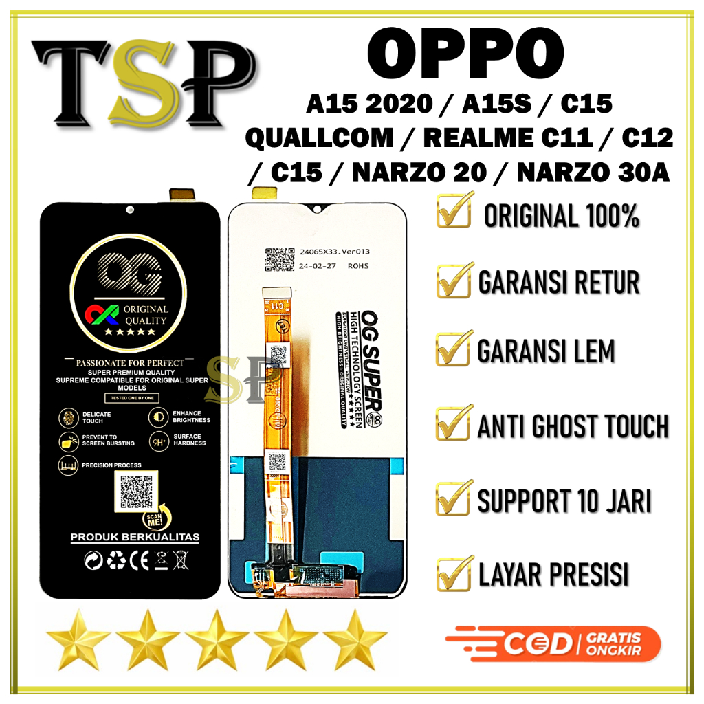 [ORIGINAL 100%] LCD OPPO BISA UNTUK A15 2020 / A15S / C15 QUALLCOM / REALME C11 / C12 / C15 / NARZO 20 / NARZO 30A ORIGINAL 100%