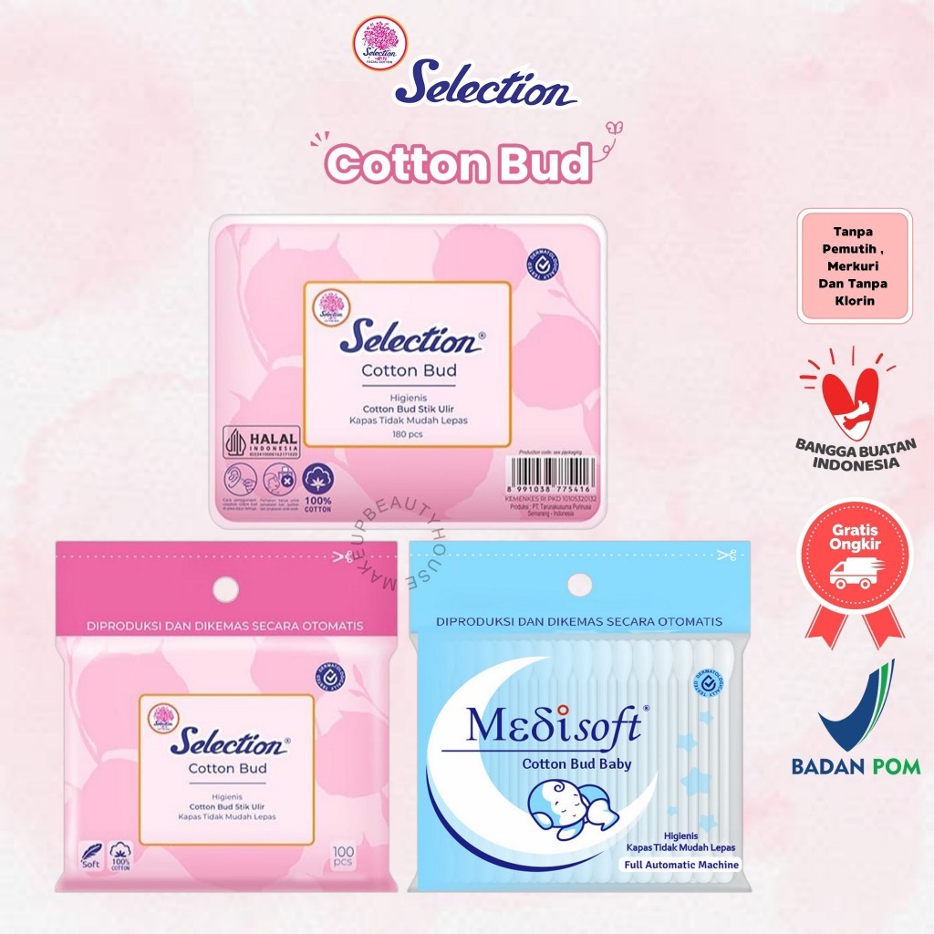 Selection Cotton Bud Refill 100pc / Merah Jingga Official - Gambar 4
