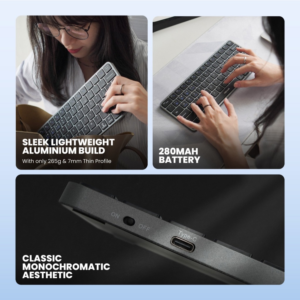 Rexus KL100 / KL150 / KL200 Dual Connection Wireless Office Keyboard Garansi Resmi - Gambar 3