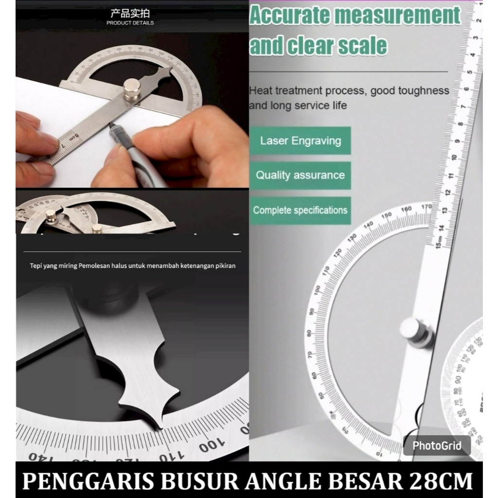 180 degree angle ruler, angle rotary shaft, stainless steel ruler ...