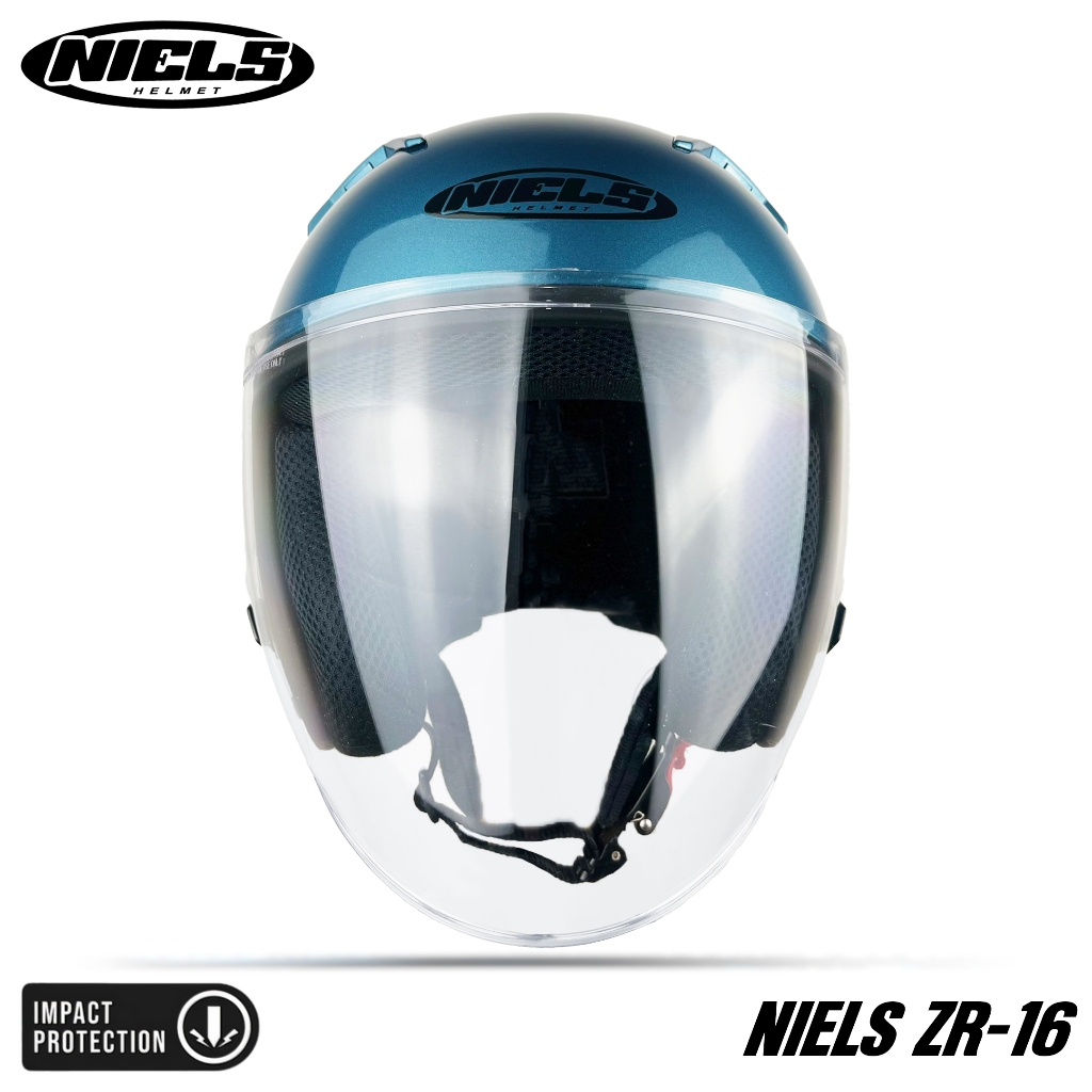 NIELS - Helm Half Face ZR16 Visor Bening Dewasa SNI Motorcycle
