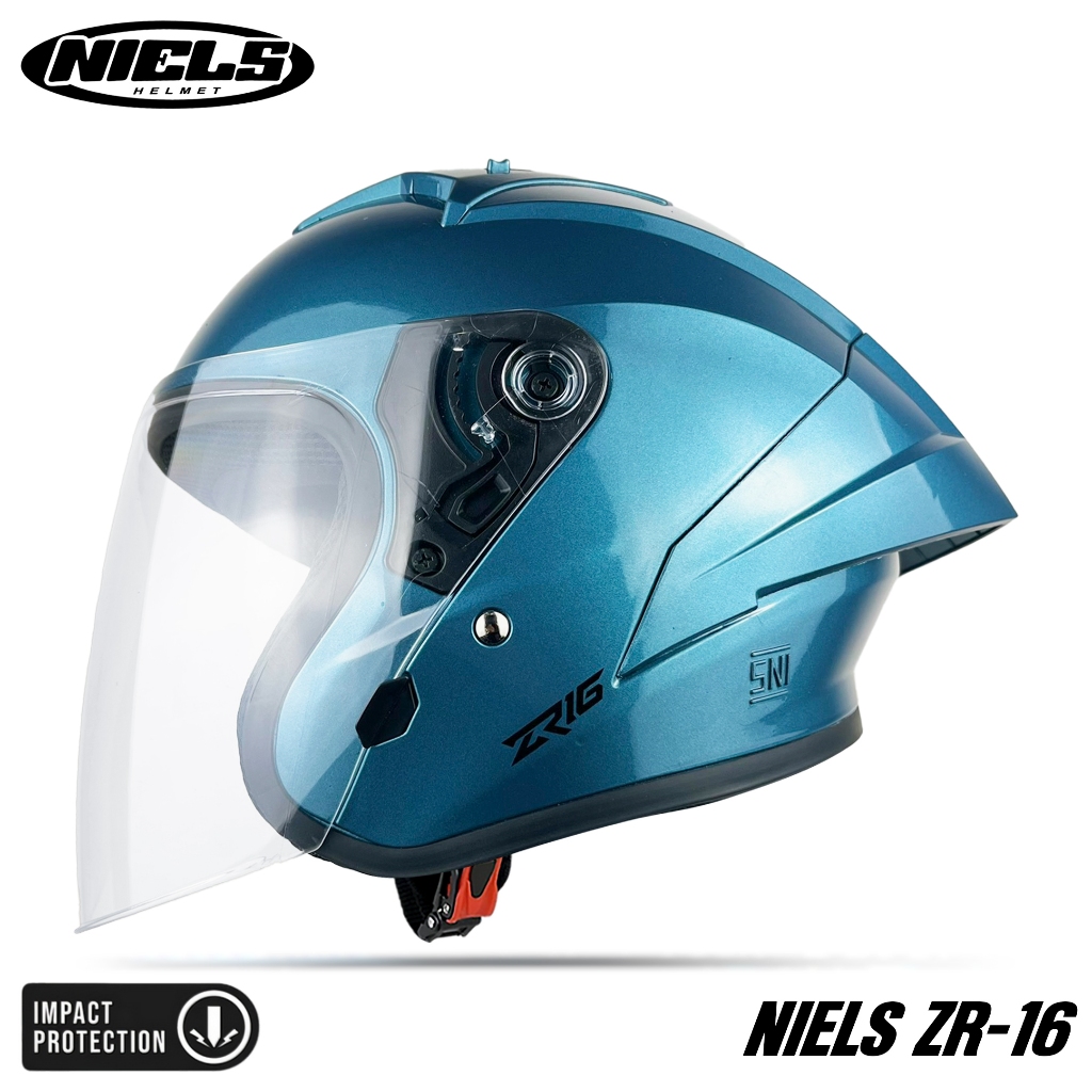NIELS - Helm Half Face ZR16 Visor Bening Dewasa SNI Motorcycle - Gambar 2