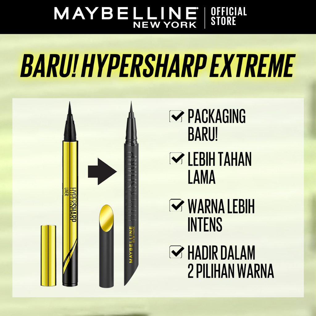 Maybelline Hypersharp Extreme Liquid Liner - 0.4gr (Eyeliner Eye Make Up Waterproof Tahan Air Long Lasting) - Gambar 3