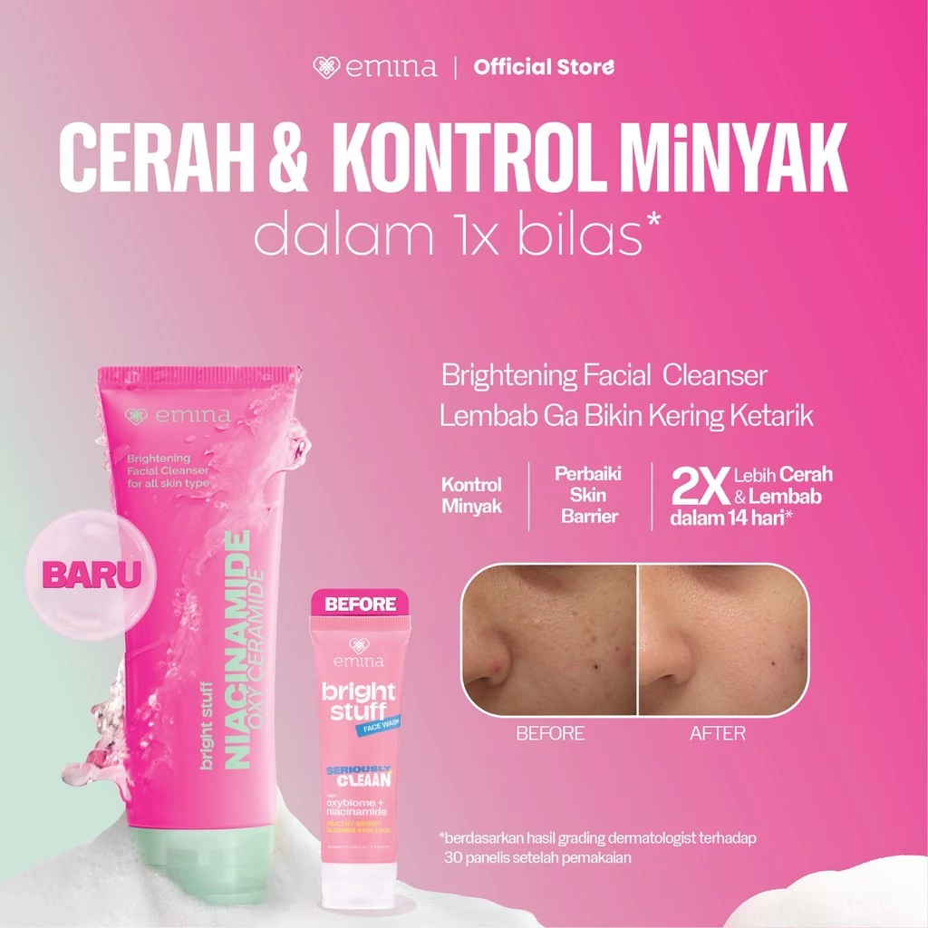 Emina Bright Stuff Face Wash - Sabun Muka Cerah Glowing Anti Kusam / Merah Jingga Official - Gambar 4