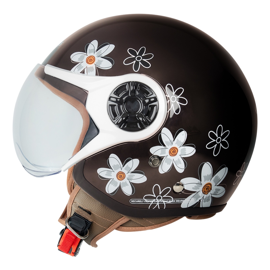 Cargloss YRH Hijab Graphic Retro Helm Half Face - Flower Espresso Brown - Gambar 3