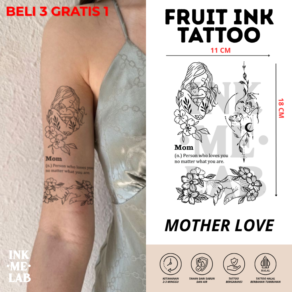 INKMELAB - MOTHER LOVE Fruit Ink Temporary Tattoo 11X18CM - Semi ...