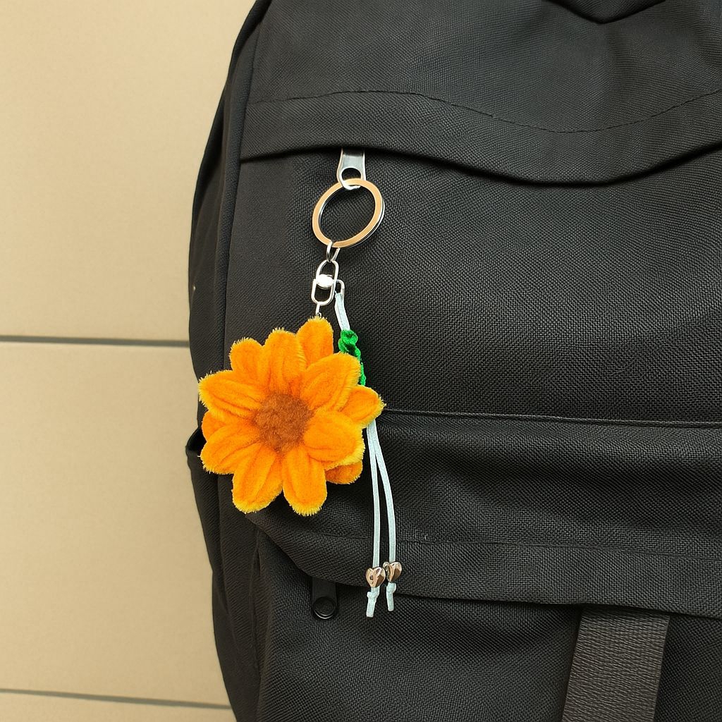 1PCS Gantungan Kunci Kawat Sunflower Rajut Macrame Motif Bunga Matahari Aksesoris Tas Keychain A124 - Gambar 4