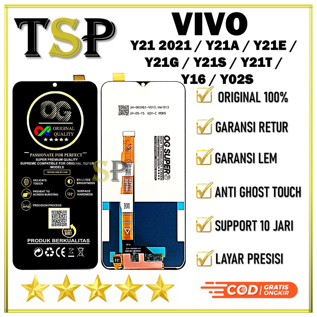 LCD VIVO Y21S / Y21 2021 / Y21A / Y21E / Y21G / Y21S / Y16 / Y21T / Y02S ORIGINAL GARANSI PABRIK