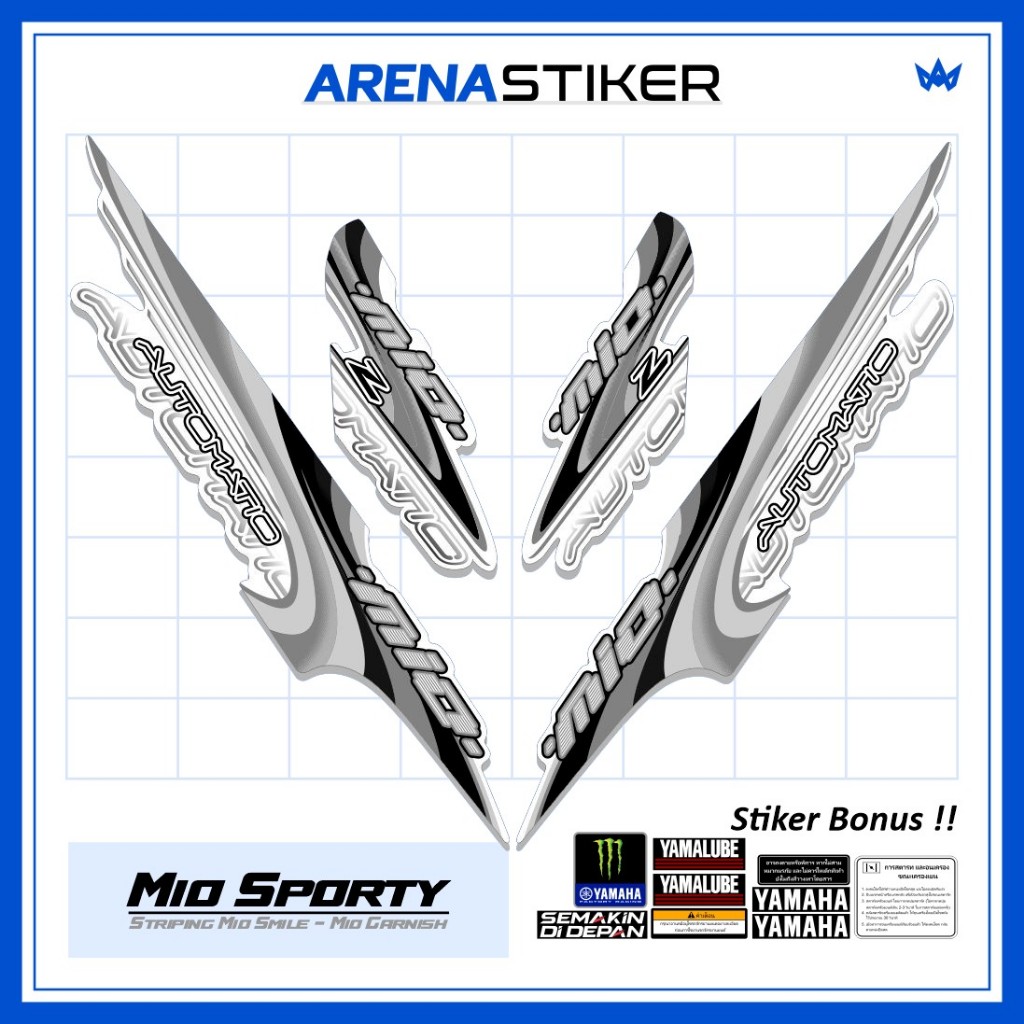 MS66c Motif Mio Sporty Smile Urban Motorcycle Sticker Striping Striping ...