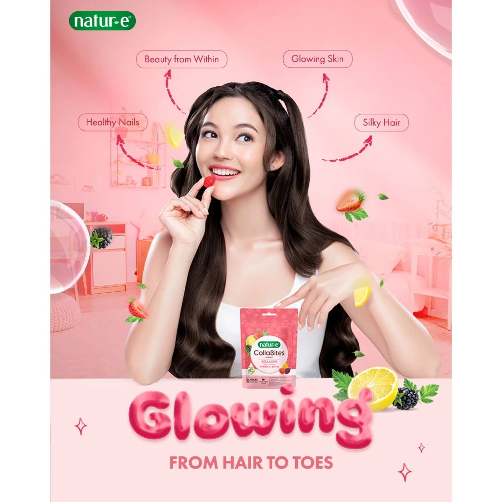 Natur-E CollaBites Gummy Collagen with Vitamin E & Biotin 1 pouch - Collagen Gummy untuk Menjaga Kesehatan Kulit, Rambut, dan Kuku - Gambar 2