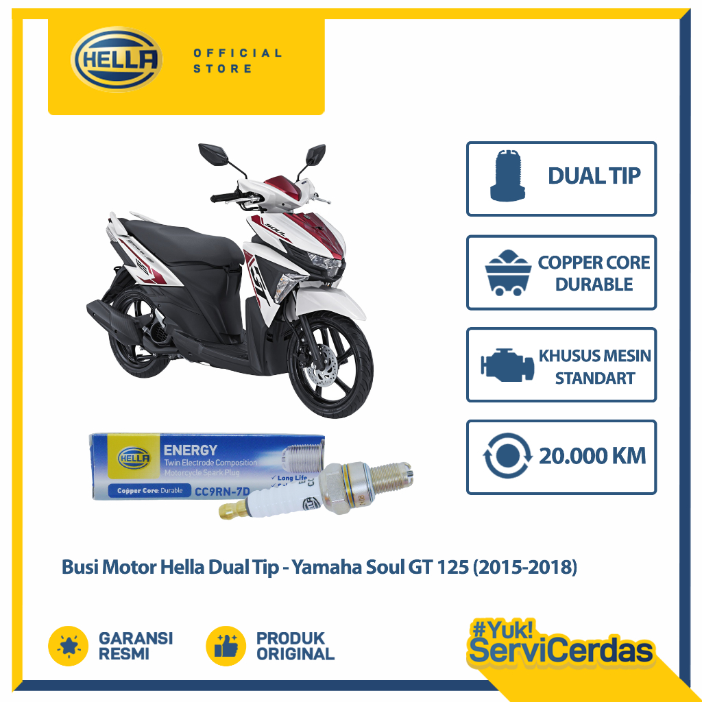 Busi Motor Yamaha Soul GT 125 (2015-2018) Hella Dual Tip CC9RN-7D - Busi Soul GT 125