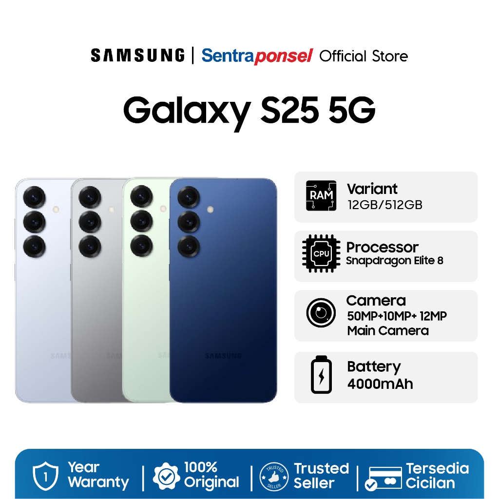 Samsung Galaxy S25 5G 12GB/256GB 12GB/512GB Smartphone AI Galaxy AI Kamera 50MP Prosesor Snapdragon 8 Elite - Garansi Resmi