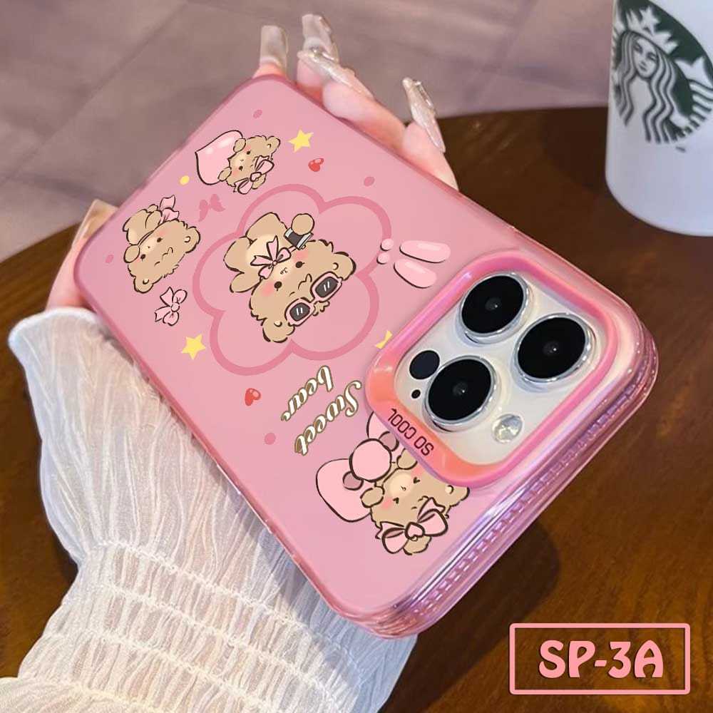 Case Realme 10 4G Realme 10 Pro Realme 10 Pro Plus Realme 11 4G Realme 11 Pro Realme 11 Pro Plus  Realme 12 5G Realme 12 Plus 5G Realme 12 Pro Plus 5G Realme 9I Case Hologram gambar Sweet Bear Panda Cat Kartun Lucu - Gambar 3