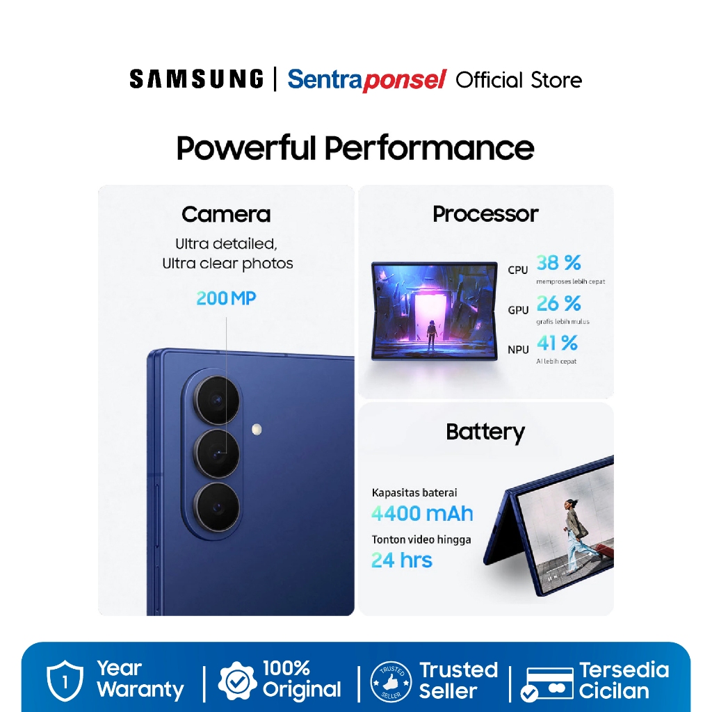 Samsung Galaxy Z Fold 7 12GB/256GB 12GB/512GB 16GB/1TB Kamera 200MP - Garansi Resmi Samsung Indonesia - Gambar 3