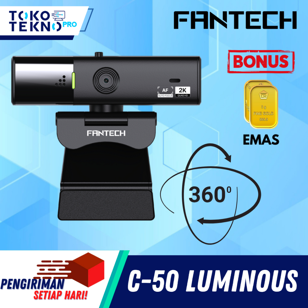 Fantech Luminous C50 / C-50 2K Quad HD Autofocus Webcam 360° Rotating