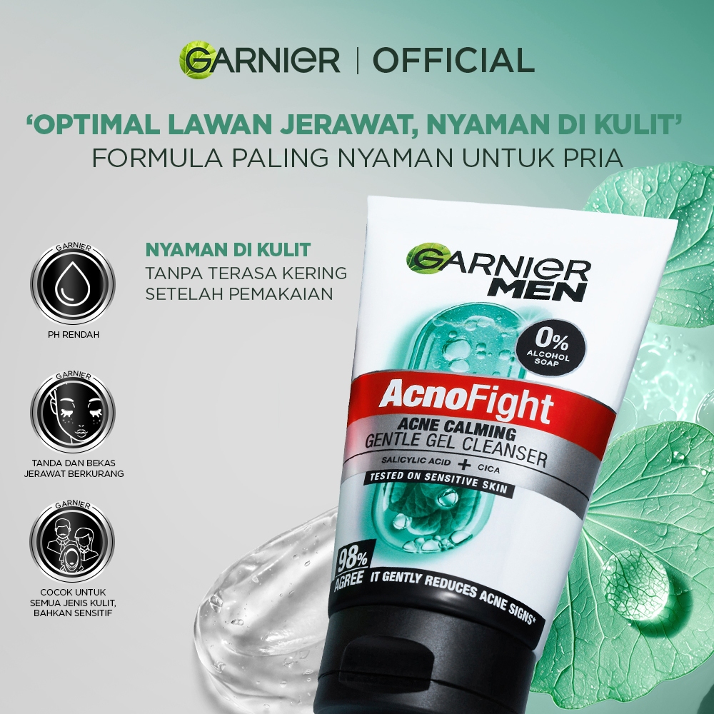 Garnier Men AcnoFight Acne Calming Gentle Gel Cleanser 100ml - Gambar 3