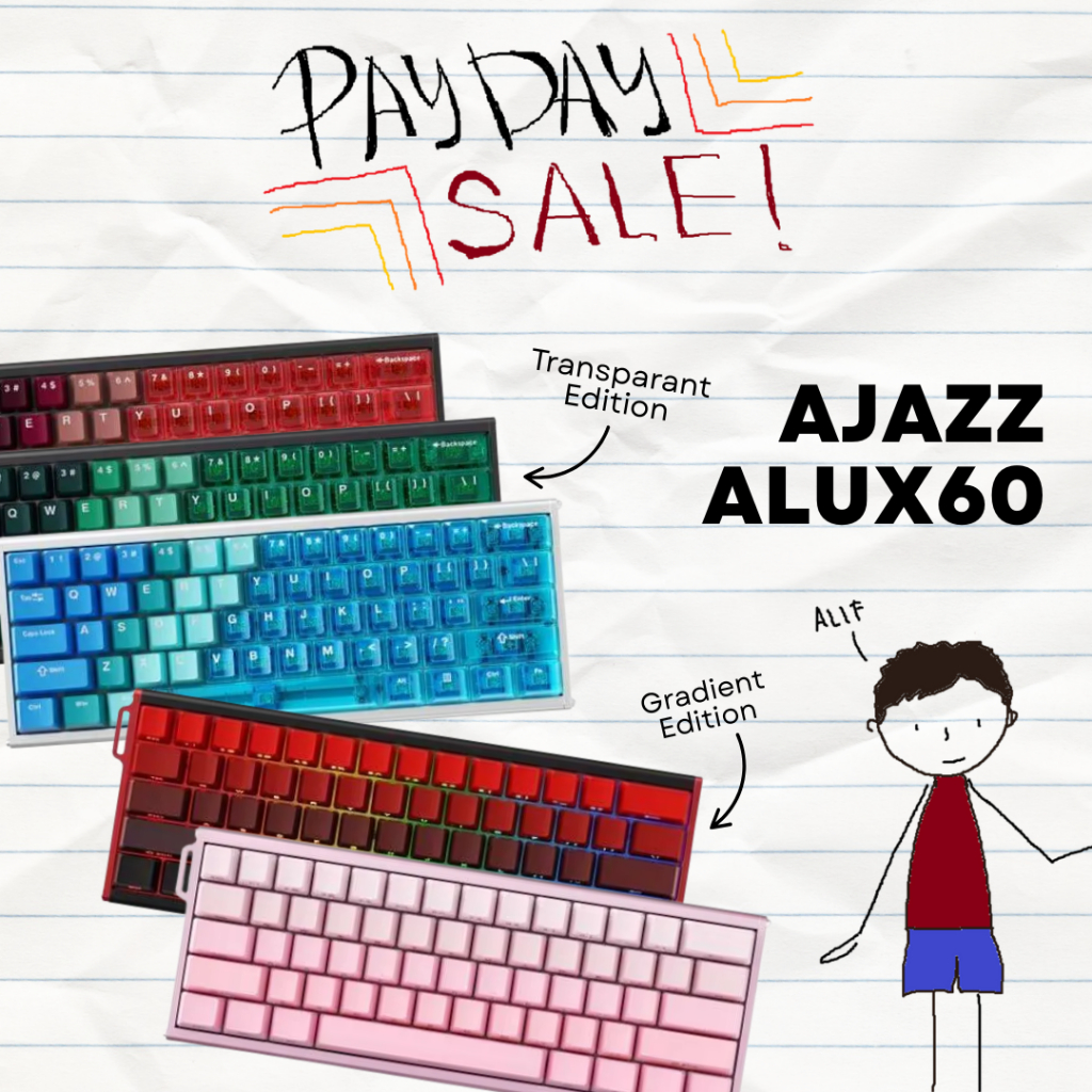 Ajazz ALUX 60 HE / ALUX-60 HE / ALUX60 HE CNC Aluminum RGB 60% Compact Layout Hall Effect Magnetic Switch 8000Hz Hot-Swappable PBT Keycaps Wired Gaming Keyboard