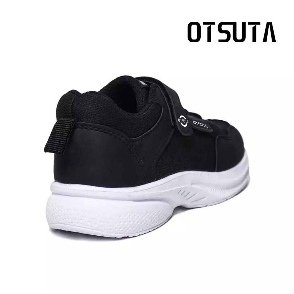 OTSUTA - Sepatu Sekolah Anak SD Hitam Putih - Model Tali & Velcro, Nyaman dan Kuat untuk Aktivitas Harian - Gambar 4