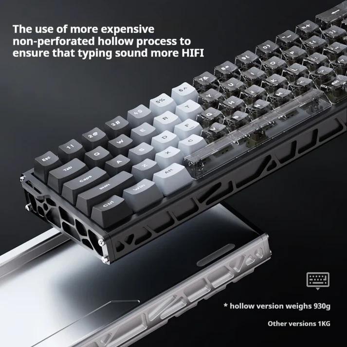 Ajazz ALUX 60 HE / ALUX-60 HE / ALUX60 HE CNC Aluminum RGB 60% Compact Layout Hall Effect Magnetic Switch 8000Hz Hot-Swappable PBT Keycaps Wired Gaming Keyboard - Gambar 4
