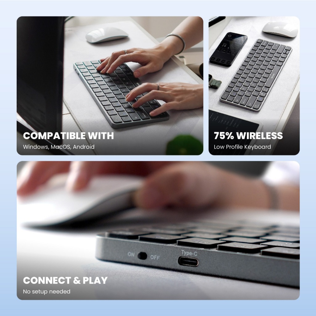Rexus KL100 / KL150 / KL200 Dual Connection Wireless Office Keyboard Garansi Resmi - Gambar 4