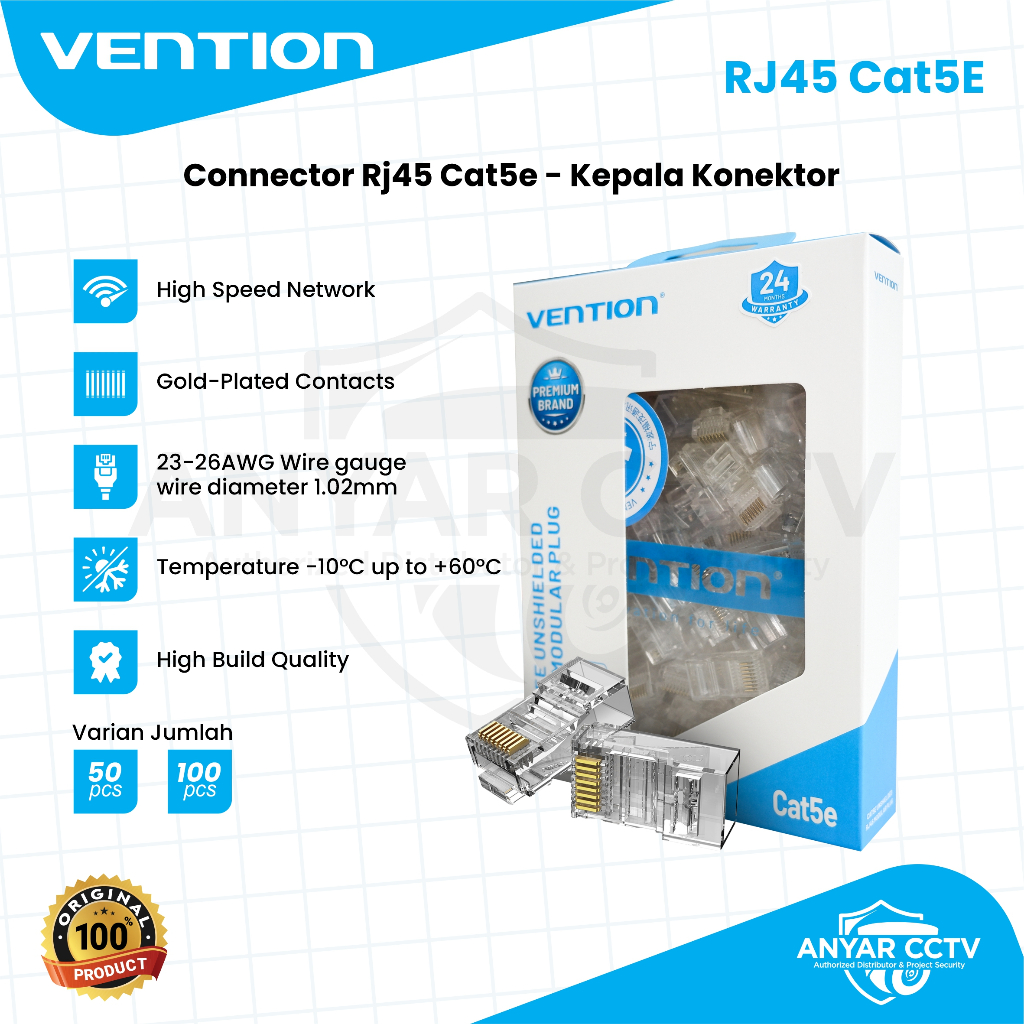 Vention Connector RJ45 Cat5E Cat.5E Connector Head | Shopee Singapore