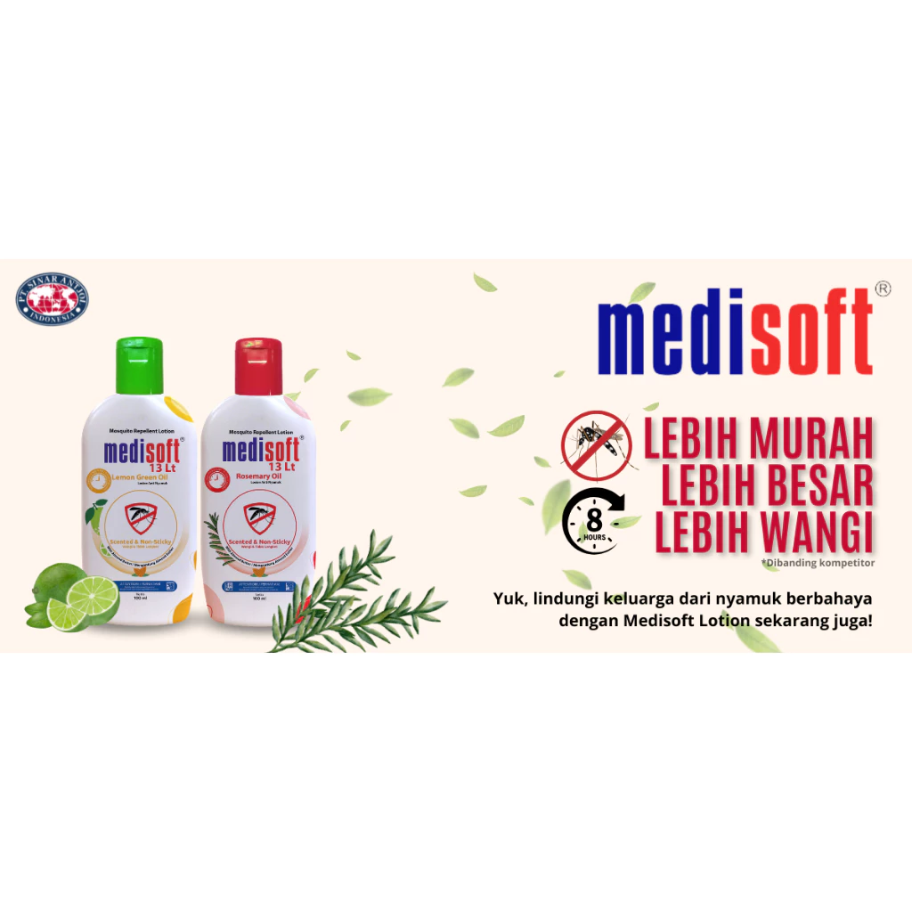 Medisoft Mosquito Repellent 100ml Lemon GREEN Oil - Lotion Anti Nyamuk HIJAU - Gambar 3
