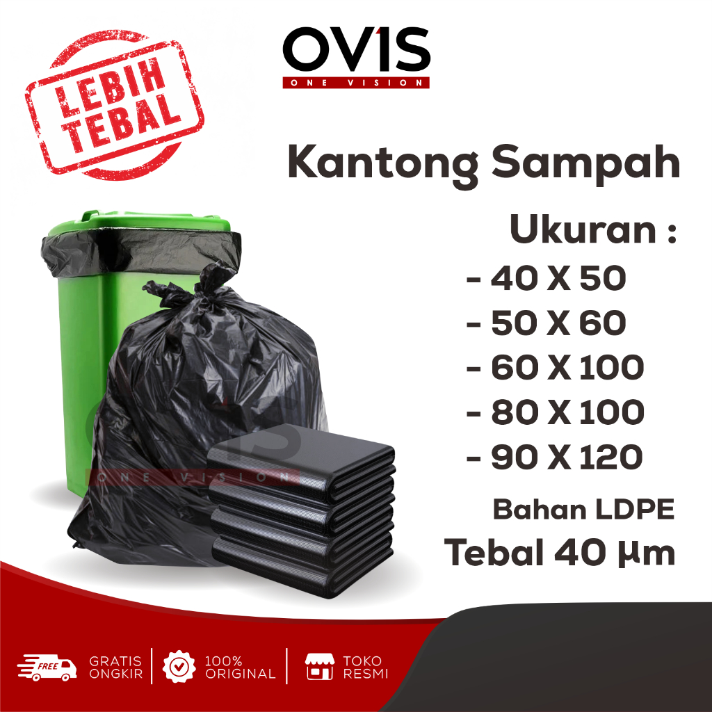 Kantong Plastik Sampah Trash Bag Packing LDPE 40x50 50x60 60x100 80x100 90x120 LDPE