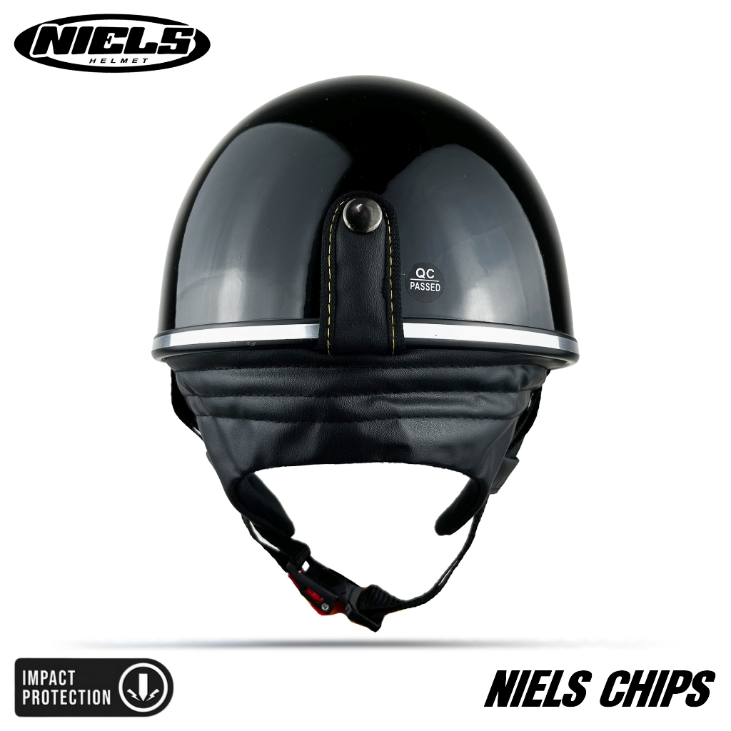NIELS - Helm Bogo Retro Chips Dewasa List Chrome Pet Pendek Japan SNI Motorcycle - Gambar 4