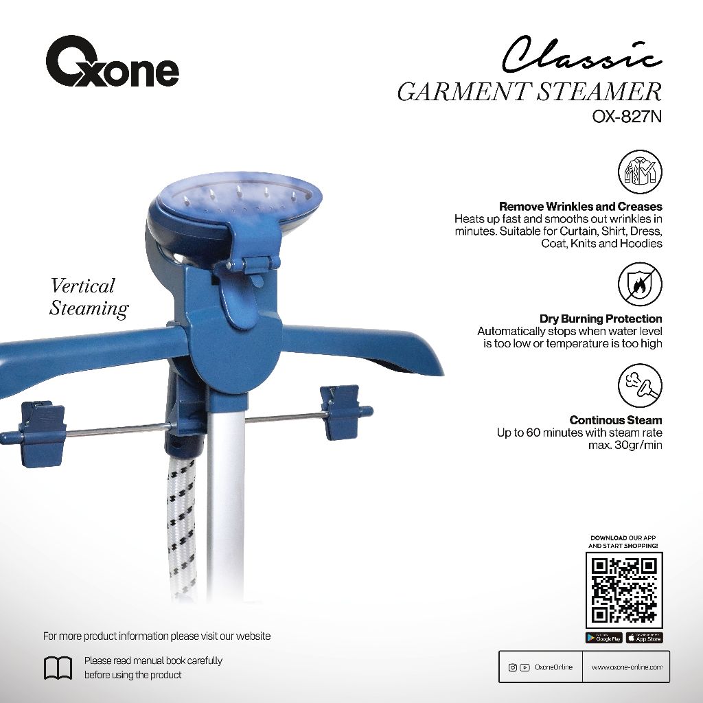 Oxone OX827N Classic Garment Steamer kapasitas 1.8 Liter - Gambar 2
