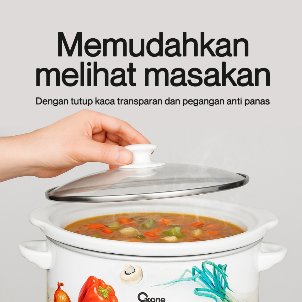 Oxone OX821OV Slow Cooker 290 Watt 5 Liter Exclusive Original Keramik Terbaru Original - Gambar 4