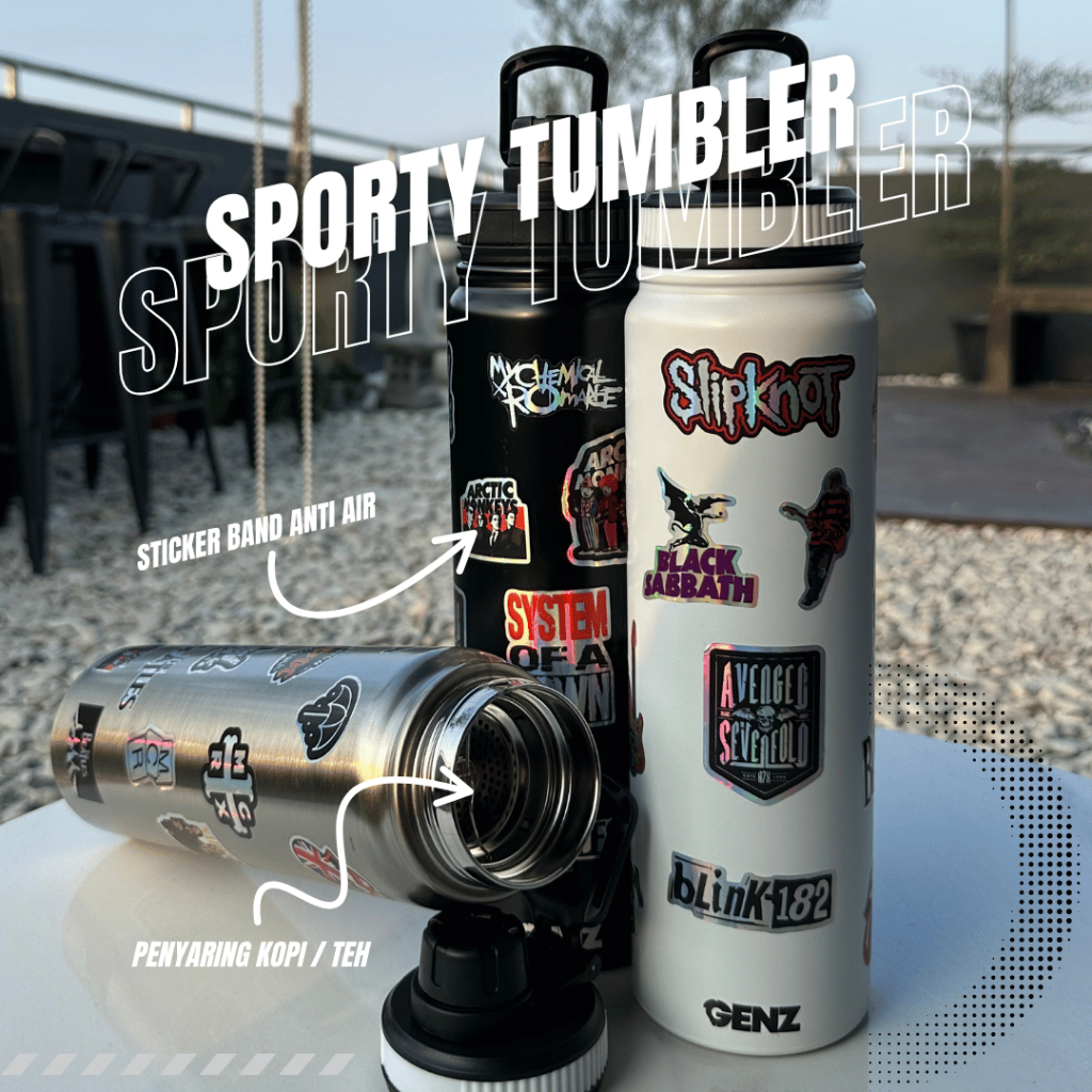 Tumbler Sporty Band Aesthetic Botol Sport Jumbo Stainless Steel Sus 316 Double Wall 800 ml foto 3