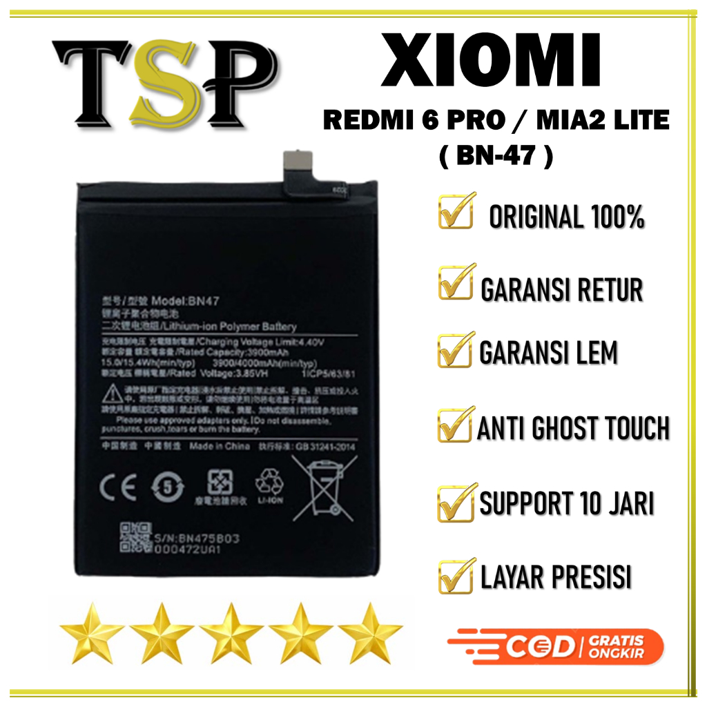 BATERAI XIAOMI ( BN-47 ) REDMI 6 PRO / MIA2 LITE BATERAI ORIGINAL 100%