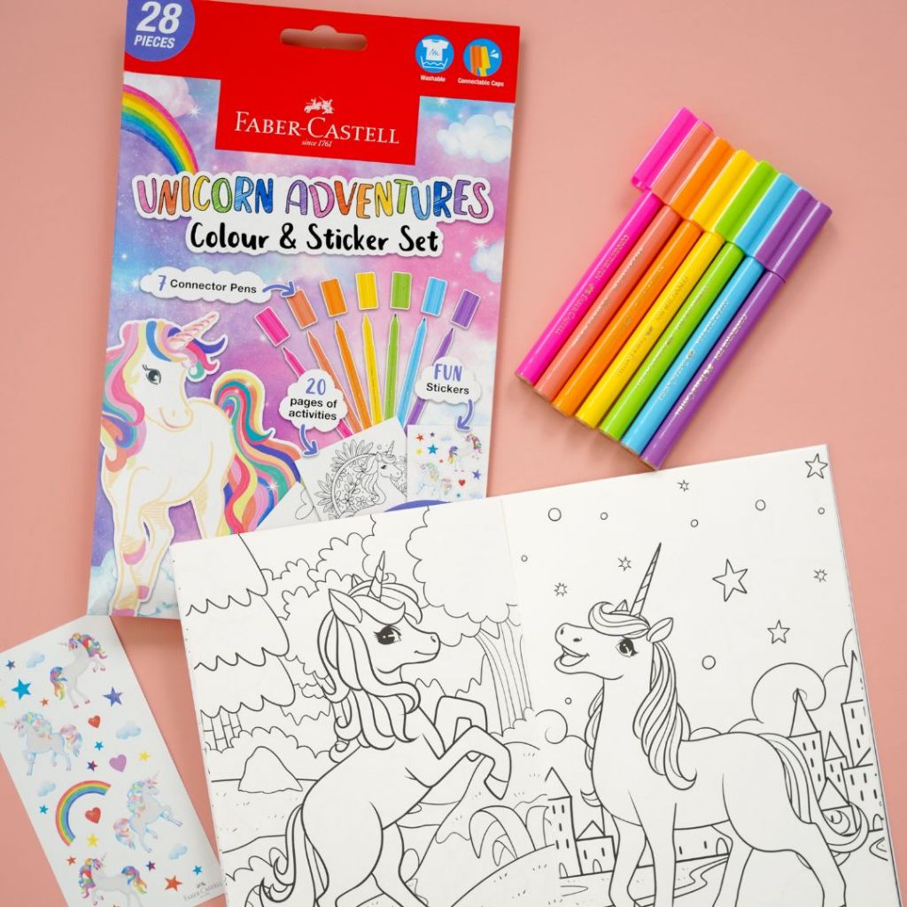 Faber-Castell Colouring Pack set Buku Mewarnai – Dino & Unicorn Edition - Gambar 2