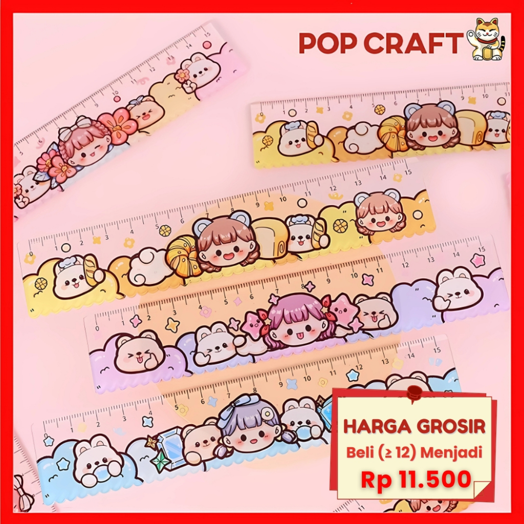 PC Ruler 15cm Mini Free Sticker Unique Beautiful Doudou Sauce Girl ...