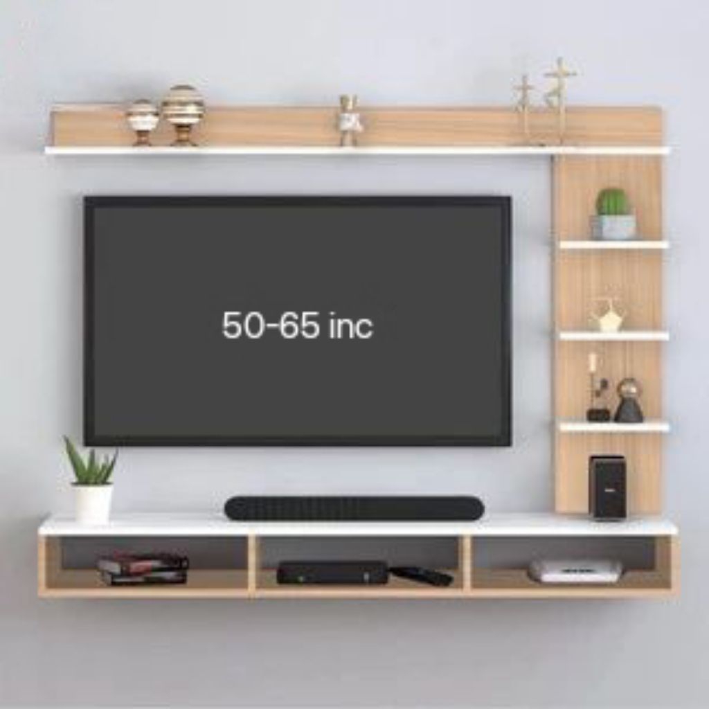 DecorHunian Jumbo Wall Mounted TV Backdrop Rack 55-65 Inc Aesthetic ...