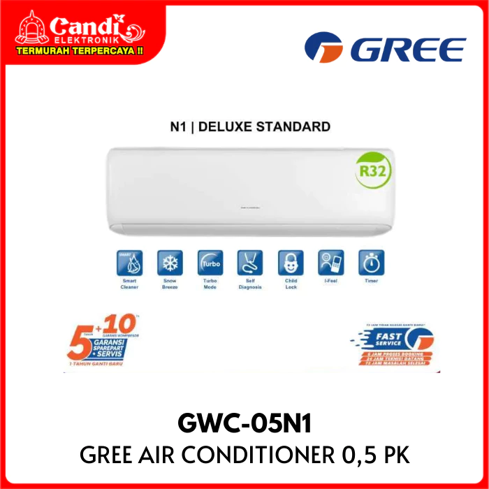 GREE Air Conditioner AC 0,5 PK Standar Deluxe GWC-05N1 - Gambar 2