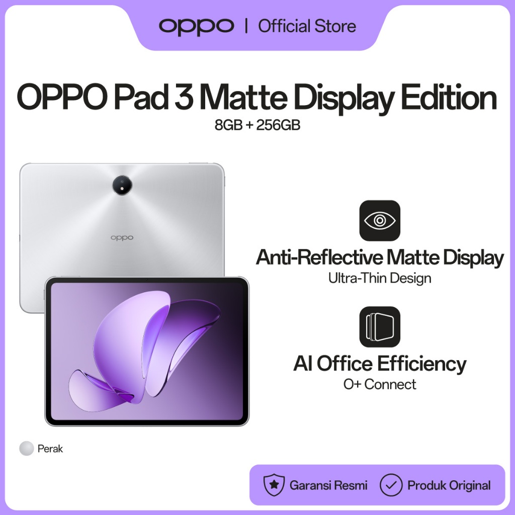 OPPO Pad 3 8GB/256GB Anti-Reflective Matte Display Edition [Ultra Thin Design, AI Office Efficiency, O+ Connect] - Gambar 3