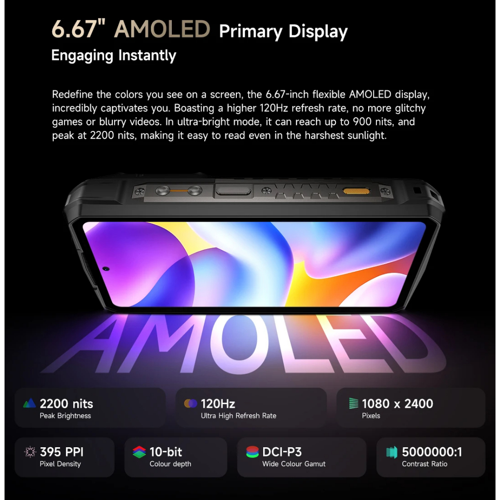 Ulefone Armor 29 Pro Thermal Version 5G 6.67'' AMOLED 120HZ 21200mAh 16GB 512GB - Gambar 2