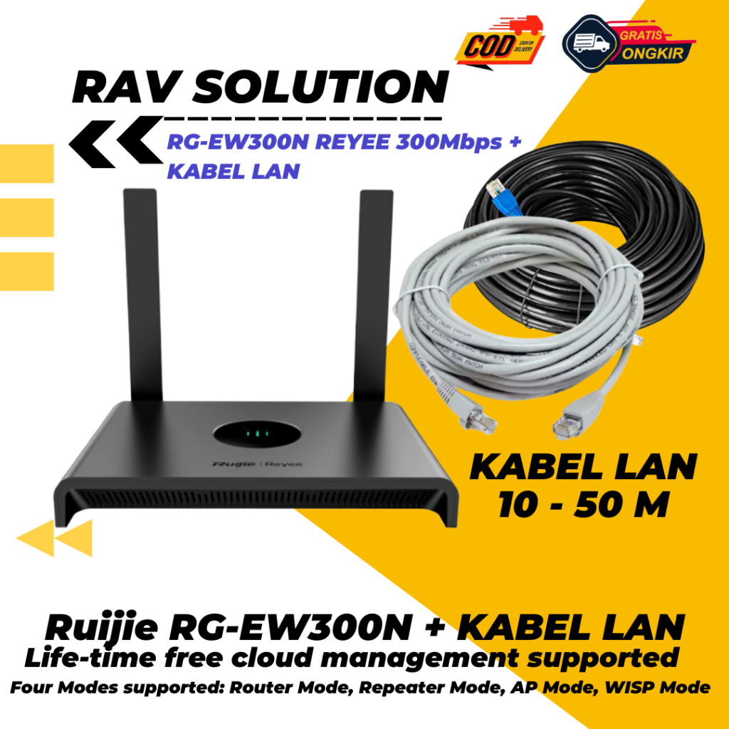 Ruijie RG-EW300N REYEE 300Mbps Wireless Smart Router + Lan Cable ...